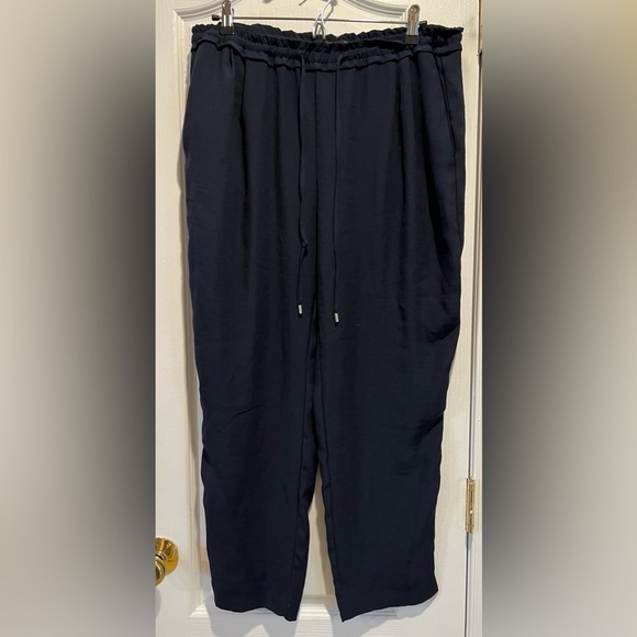Zara Pants - Zara basic collection size XL navy polyester, elastic waistband drawstring pants
